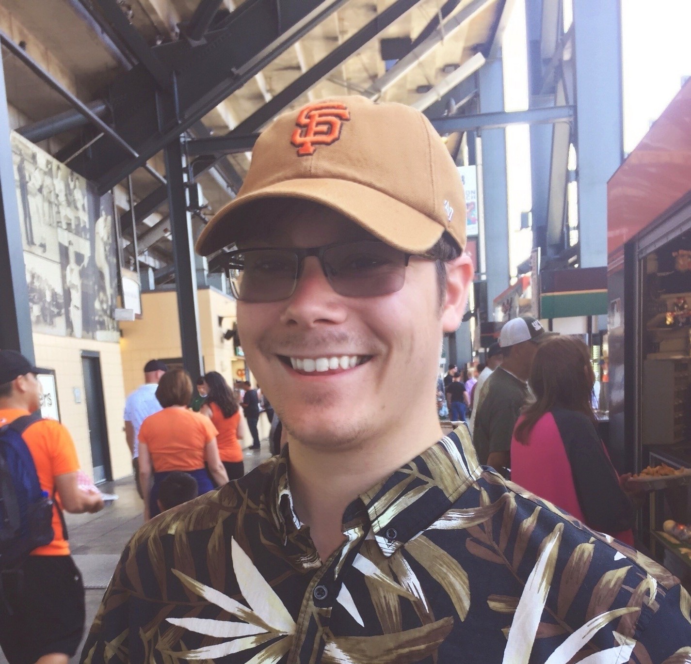 Hunter Griffin headshot at Oracle Park with SF Giants hat